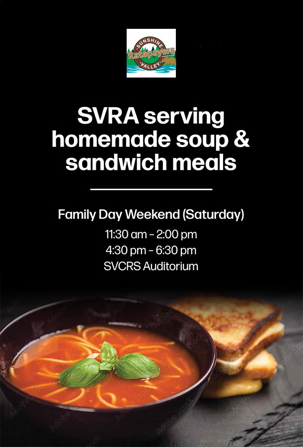 SVRA serving homemade soup and sandwich meals